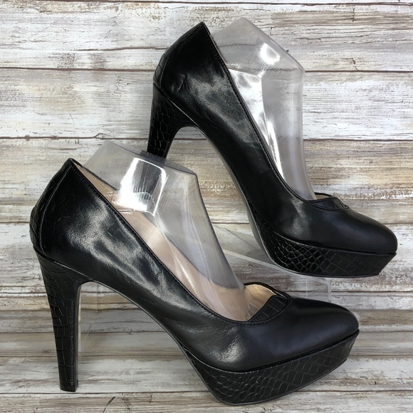 nine west black platform pumps